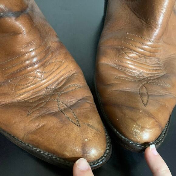 VTG Leather Western Cowgirl Zip Boots Women 9 Aztec Distressed Festival Concert - Picture 7 of 11